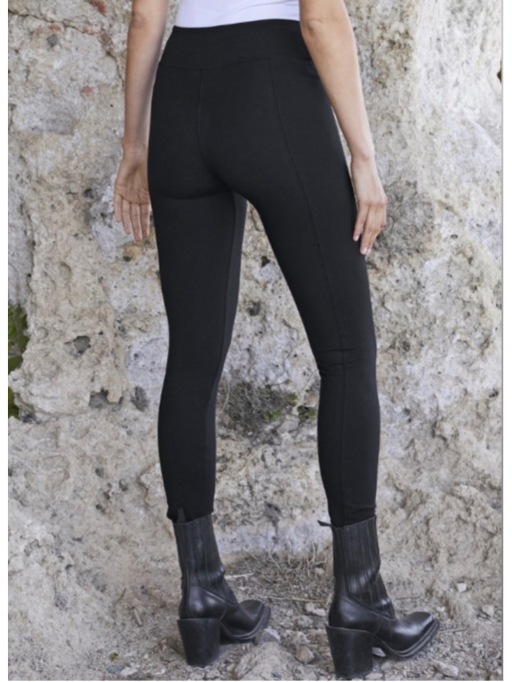 Peruvian Connection Black Spa Leggings Women's Size S Elevated Basic Minimalist